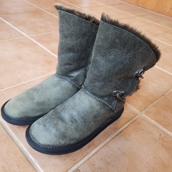 Size 10 Australia Luxe Collective Renegade Sheepskin Buckle Boots - Picture 6 of 10